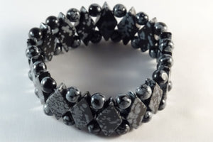 Obsidian - Schneeflockenobsidian - Rautenarmband