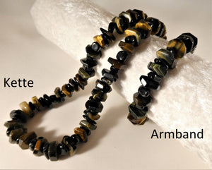 Tigerauge / Obsidian - Halskette oder Armband